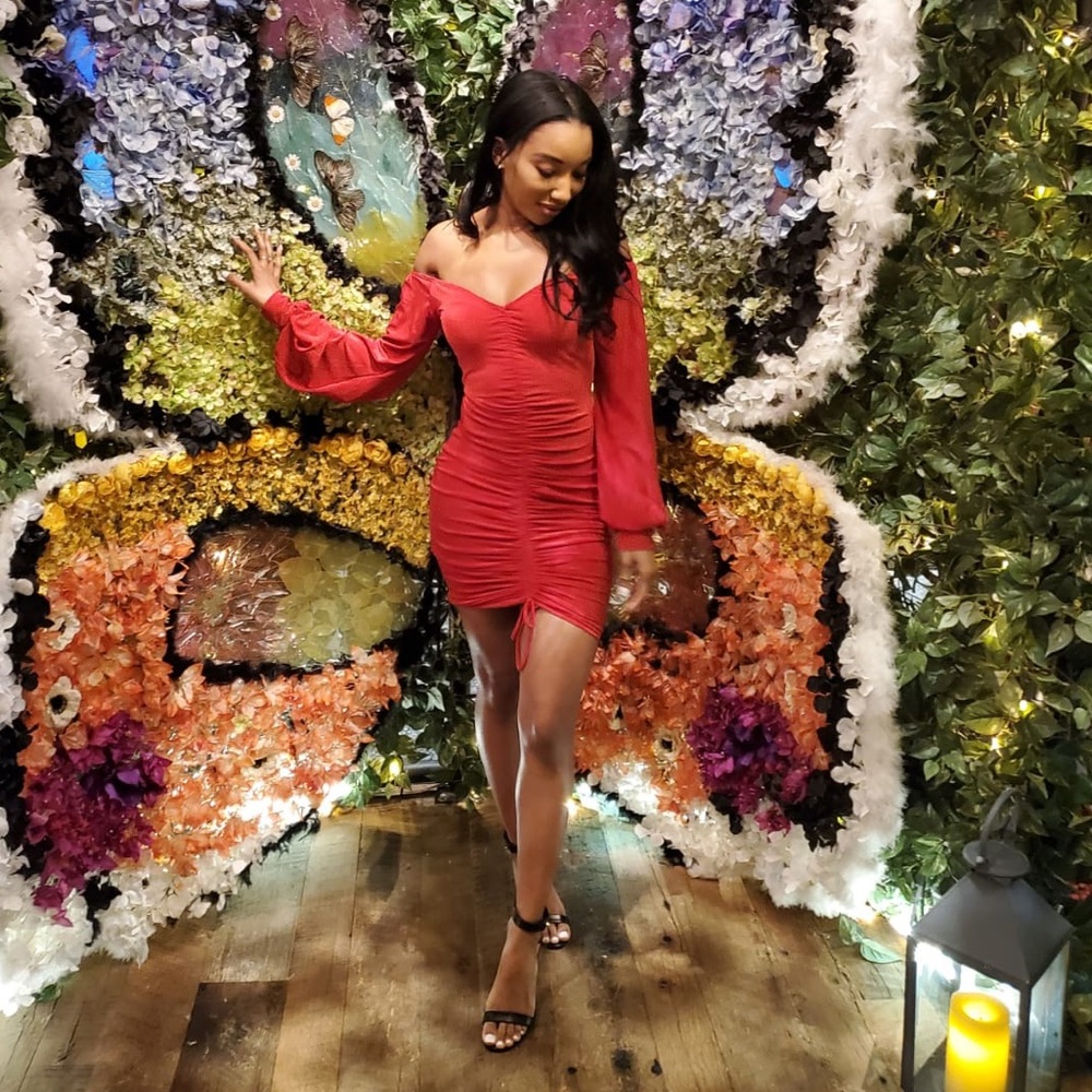 Red Rouched Mini Dress
